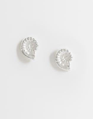 Kingsley Ryan Spiral Shell Stud Earrings In Silver