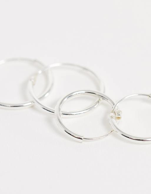 Kingsley Ryan - Sæt med 12 mm hoop-øreringe i sterlingsølv - Kun hos ASOS, 2 af 4
