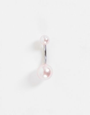 Kingsley Ryan stainless steel pink pearl belly bar