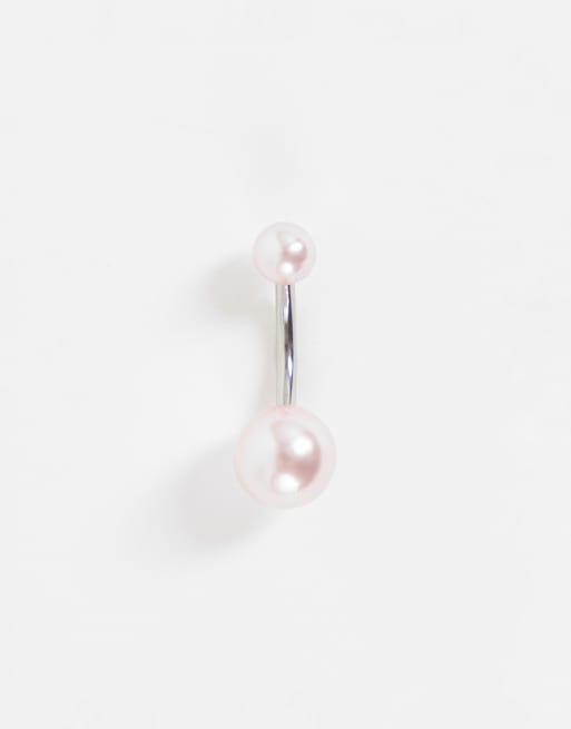 Kingsley Ryan stainless steel pink pearl belly bar