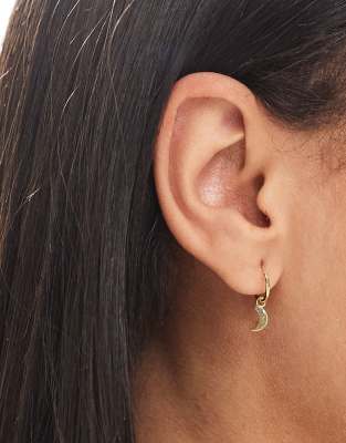 Kingsley Ryan Kingsley Ryan star and moon charm hoop earrings in gold plated