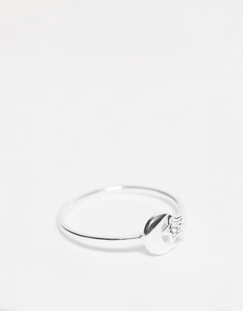 Kingsley Ryan star and moon gemset band ring in sterling silver - view 1