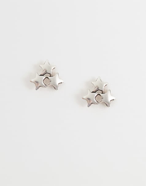 Kingsley Ryan star cluster studs in sterling silver - view 1