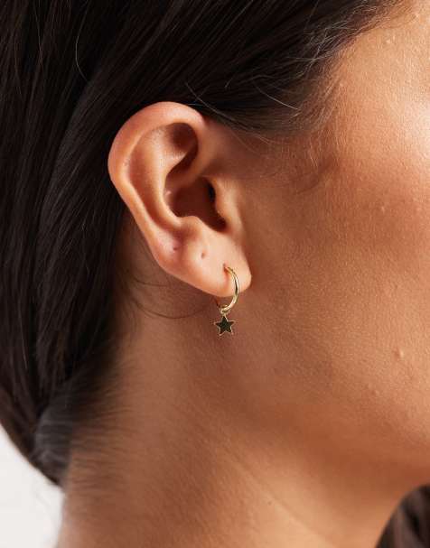 Kingsley Ryan star hoop earrings in gold plated - view 1