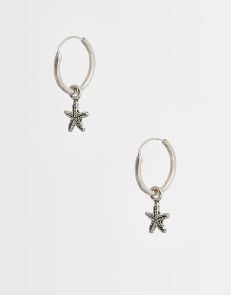 Kingsley Ryan starfish charm hoops in sterling silver - view 1