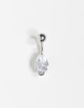 [Kingsley Ryan] Kingsley Ryan steel tear drop crystal belly bar-Silver No Size Clear