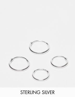 Kingsley Ryan Kingsley Ryan sterling silver 10 and 12mm hoop earrings pack