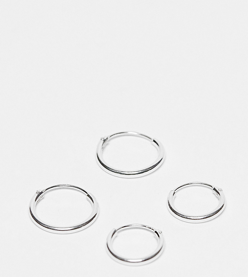 Kingsley Ryan sterling silver 10 and 12mm hoop earrings pack