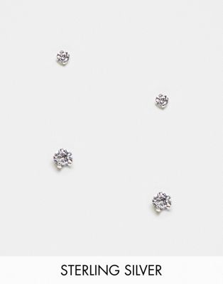 Kingsley Ryan sterling silver 2 pack of crystal stud earrings in silver