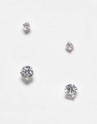 Kingsley Ryan sterling silver 2 pack of crystal stud earrings in silver