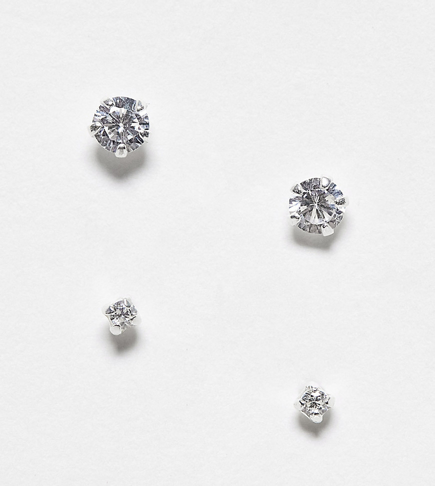 Kingsley Ryan sterling silver 2 pack of crystal stud earrings in silver