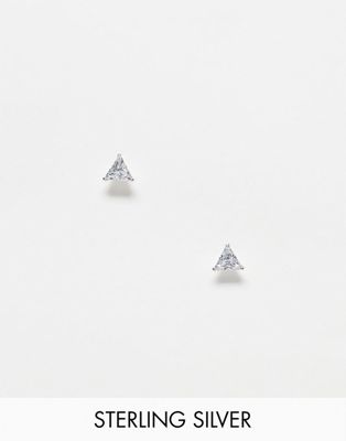 Kingsley Ryan Sterling Silver 5mm crystal triangle stud earrings in silver