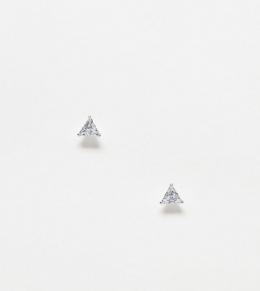 Kingsley Ryan Sterling Silver 5mm crystal triangle stud earrings in silver