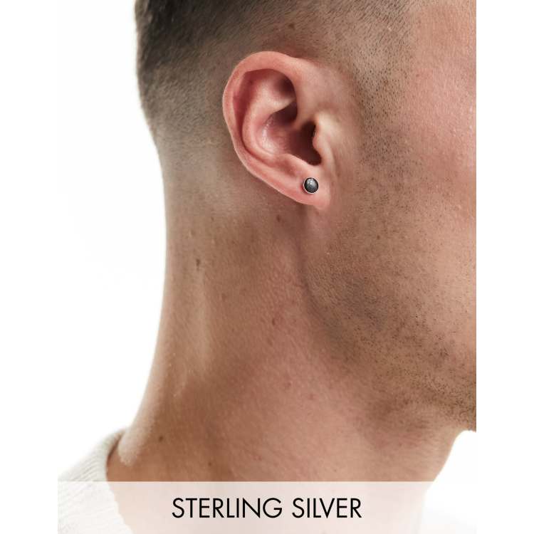Kingsley Ryan sterling silver 6mm black enamel stud earrings ASOS