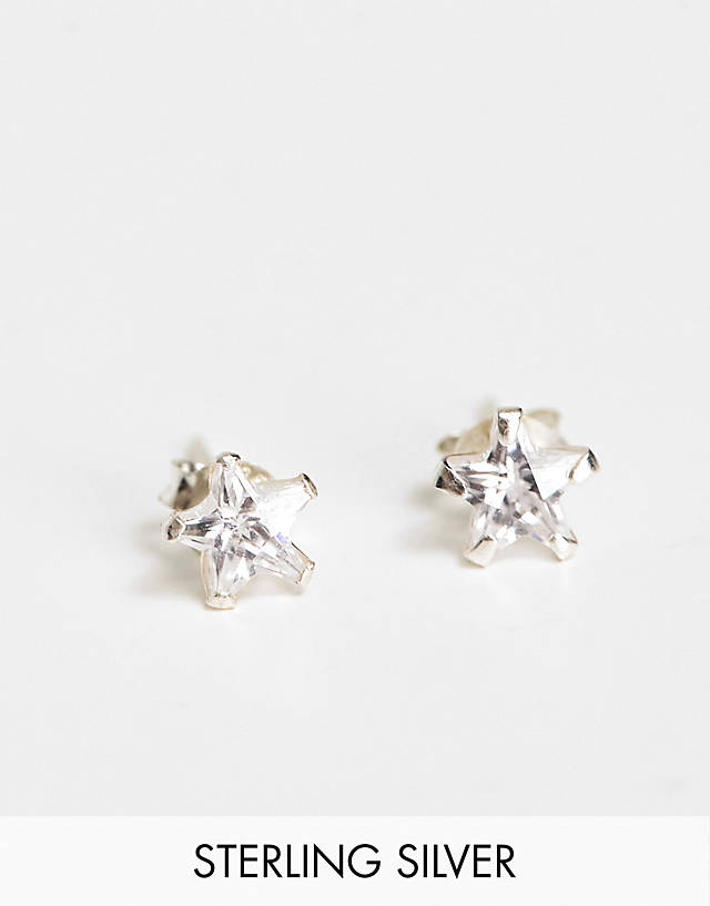 Kingsley Ryan - sterling silver 6mm crystal star stud earrings in silver