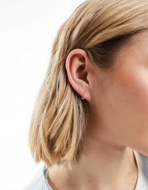 Kingsley Ryan sterling silver ball half hoop earrings in silver
