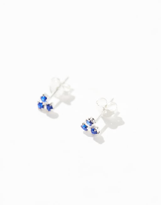 Silver stud earrings on sale with blue stone