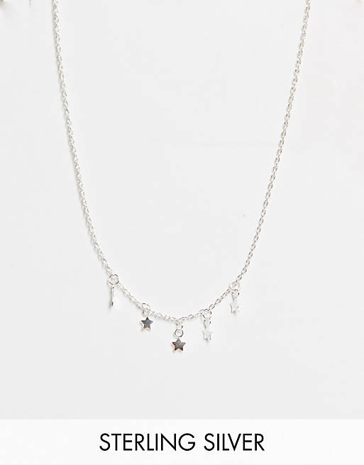 Kingsley Ryan sterling silver choker necklace with star pendants
