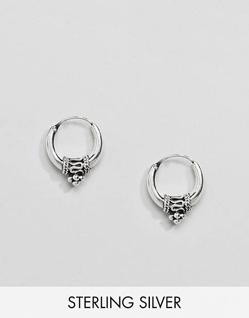 Kingsley Ryan Sterling Silver Chunky Ornate Hoop Earrings | ASOS