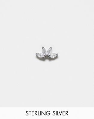 Kingsley Ryan Sterling Silver crystal 4 petal labret earring in silver - ASOS Price Checker
