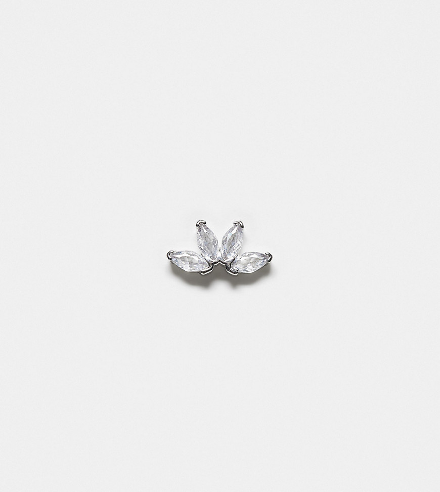 Kingsley Ryan Sterling Silver crystal 4 petal labret earring in silver