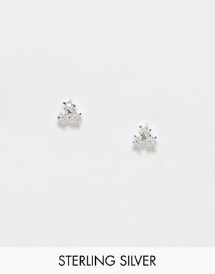 Kingsley Ryan Sterling Silver crystal cluster star stud earrings in silver