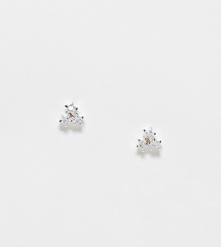 Kingsley Ryan Sterling Silver crystal cluster star stud earrings in silver