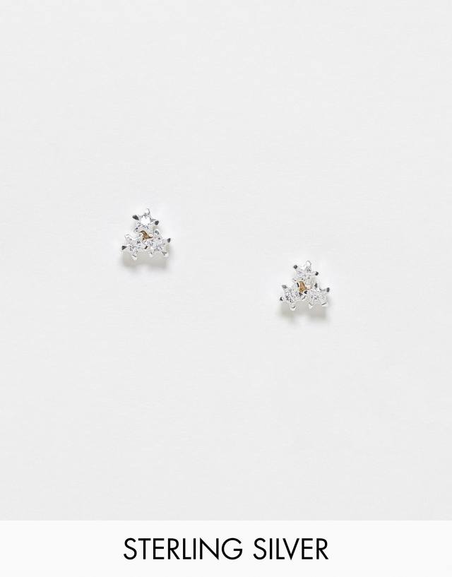 Kingsley Ryan - sterling silver crystal cluster star stud earrings in silver