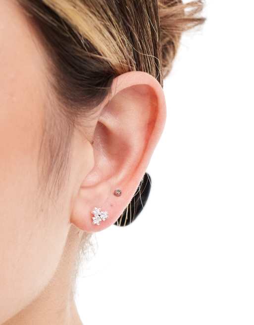 Kingsley Ryan Sterling Silver crystal cluster star stud earrings in silver, 2 of 4