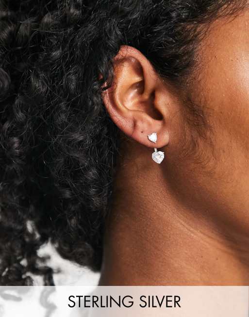 Kingsley Ryan sterling silver crystal heart earrings