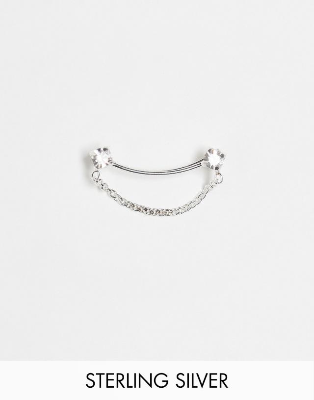 Kingsley Ryan - sterling silver crystal stud and chain ear climber in silver