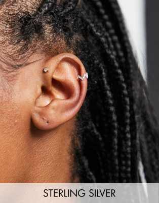 Kingsley Ryan Sterling Silver Crystal Zig Zag Ear Cuff