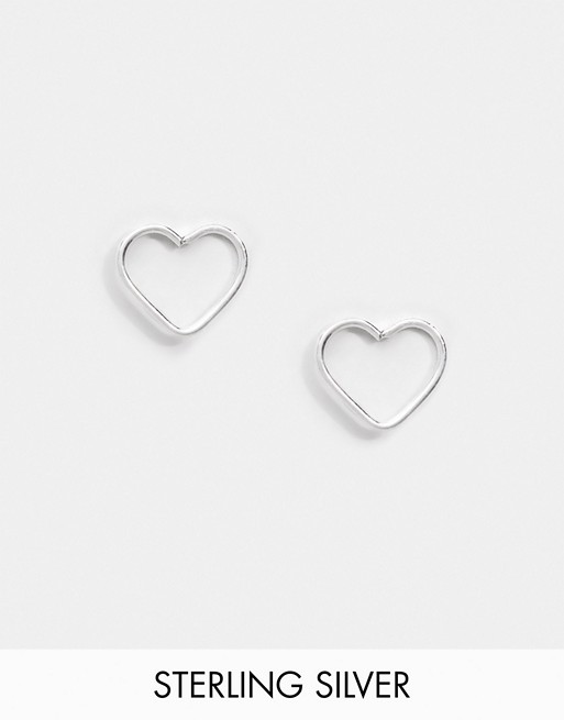 Kingsley Ryan sterling silver cut out heart ear studs