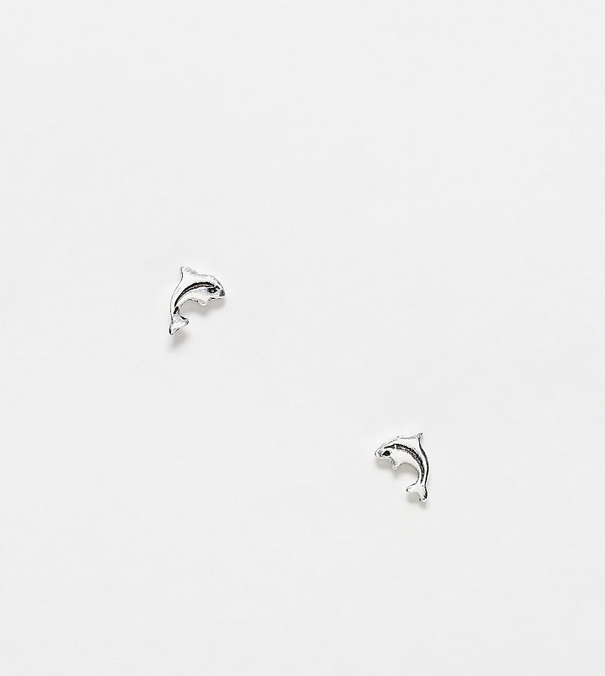 Kingsley Ryan Sterling Silver dolphin stud earrings in silver