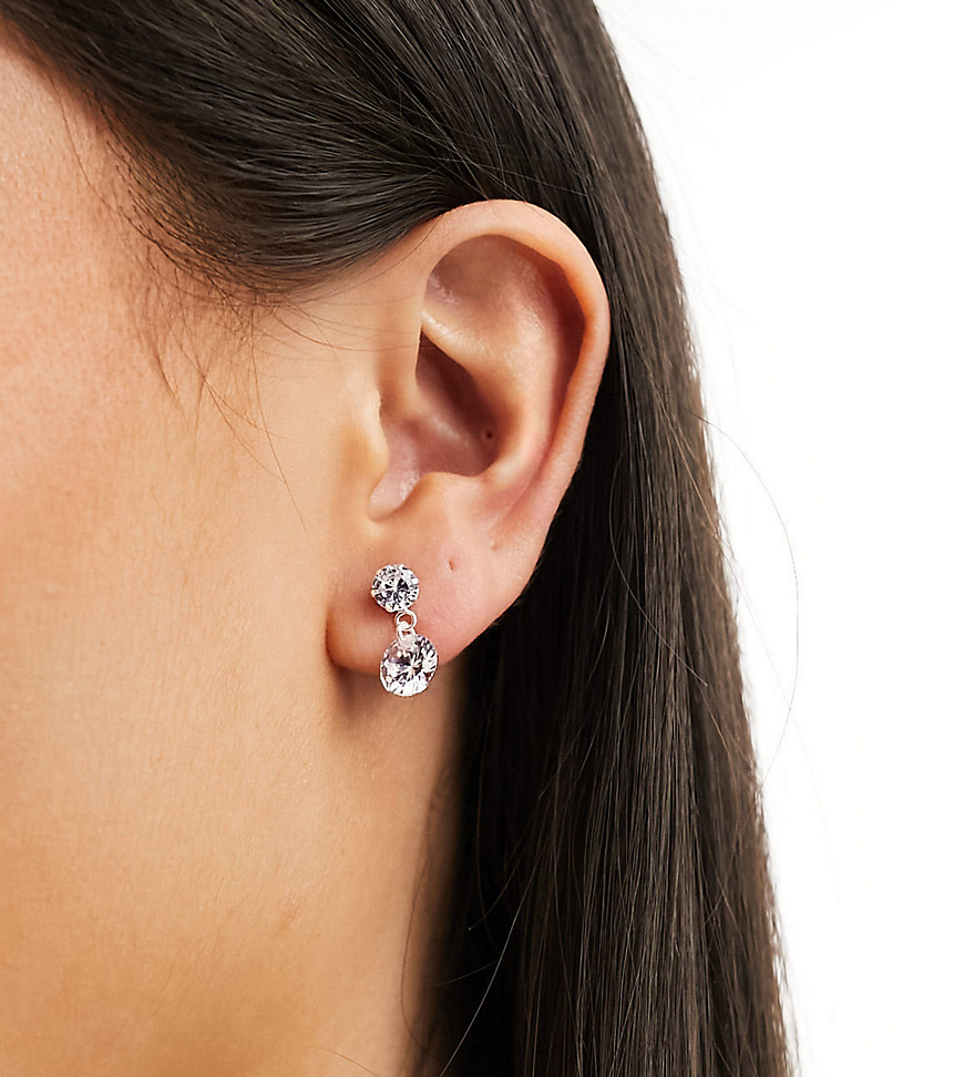 Kingsley Ryan Sterling Silver double crystal drop earrings in silver