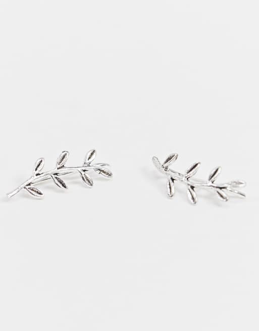 Kingsley Ryan sterling silver ear climbers with leaf pattern, 2 of 4