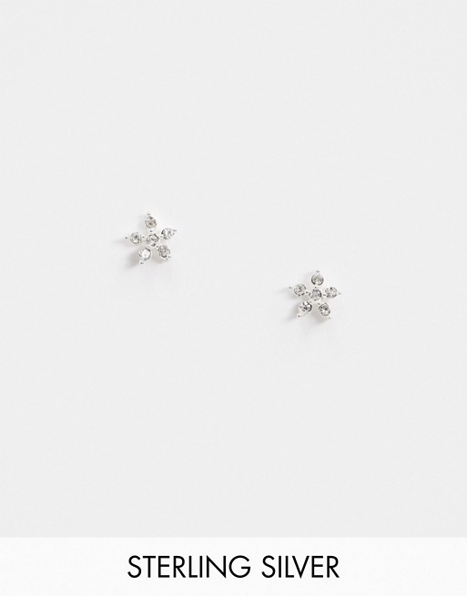 Kingsley Ryan sterling silver earrings in flower crystal stud