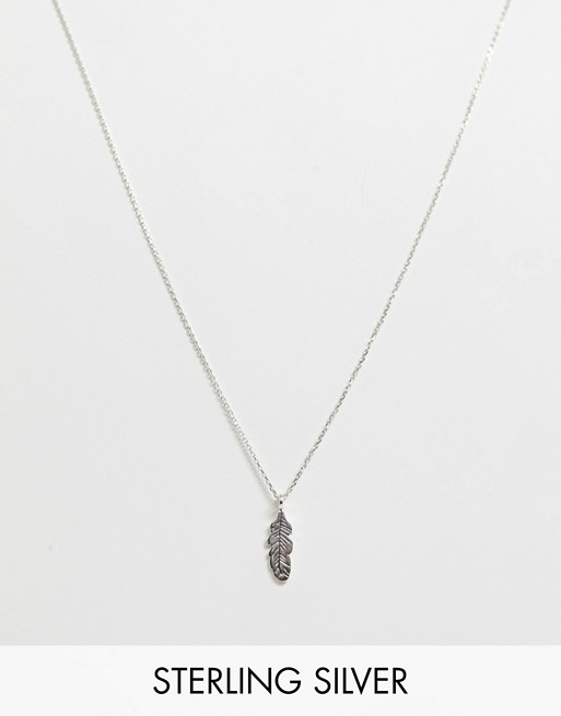 Kingsley Ryan sterling silver feather pendant necklace
