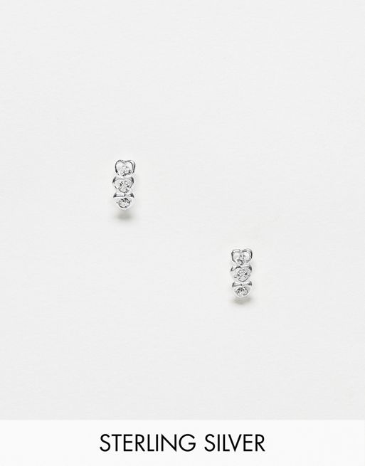 Kingsley Ryan Sterling Silver gem heart stud earrings 