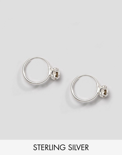 Kingsley Ryan Sterling Silver Gem Hoop Earrings | ASOS