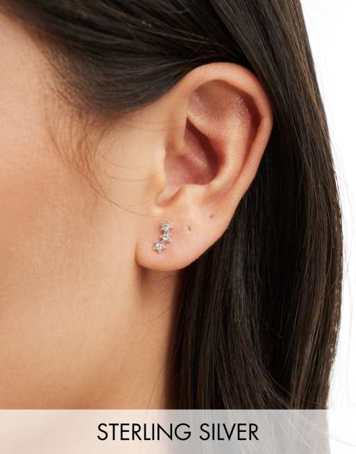 Kingsley Ryan sterling silver gem set star ear crawlers in silver