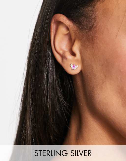 Kingsley Ryan sterling silver gemset petals stud earrings 