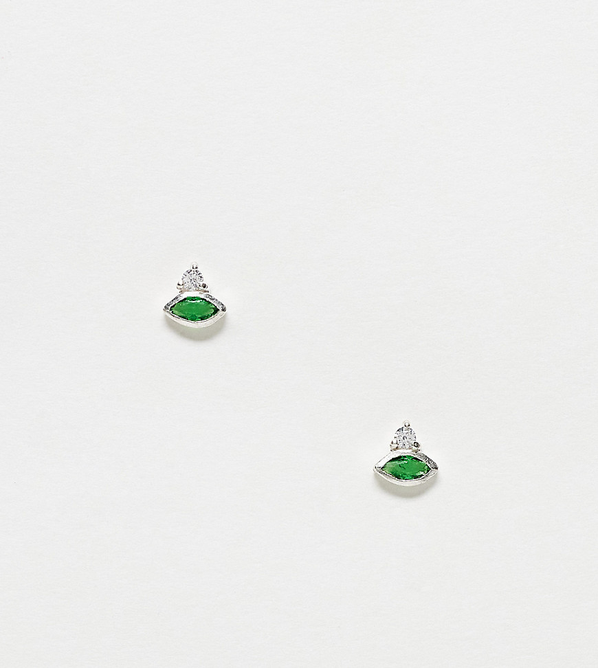 Kingsley Ryan sterling silver gemset teardrop & round stud earrings in emerald-Green