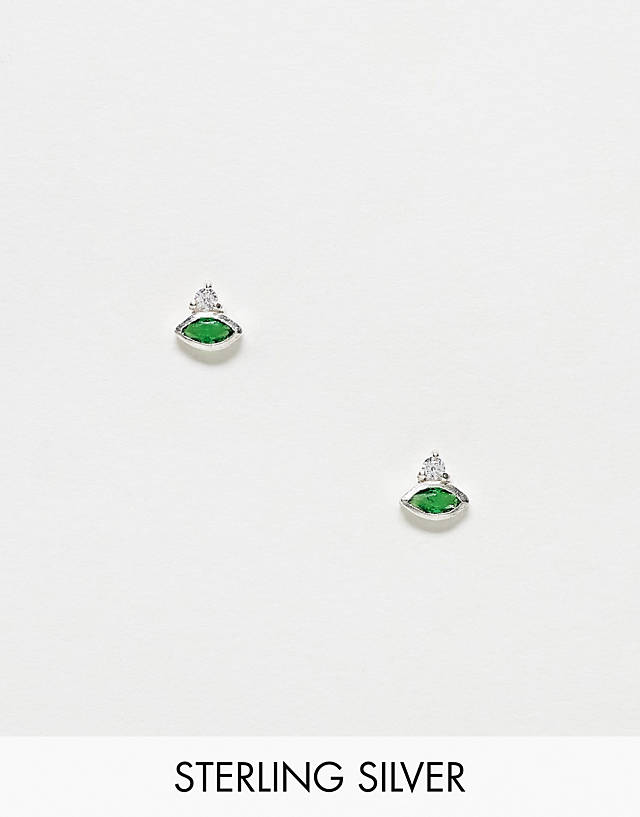 Kingsley Ryan - sterling silver gemset teardrop & round stud earrings in emerald