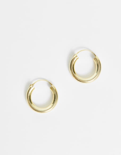 Kingsley Ryan sterling silver gold plate 25mm tube hoop earrings