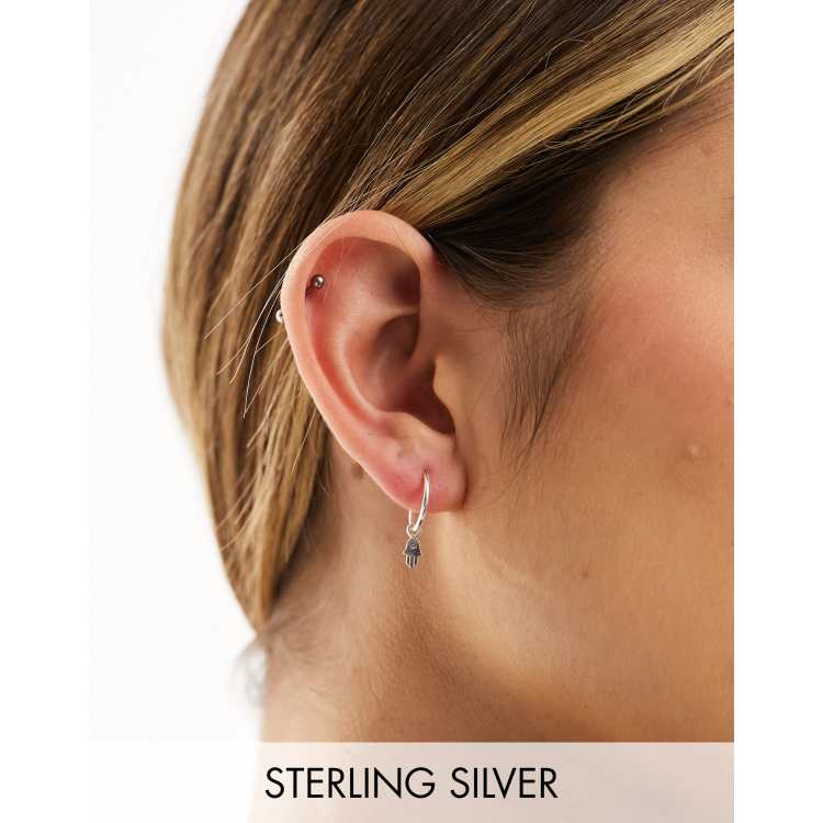 Silver hoop earrings with on sale charms