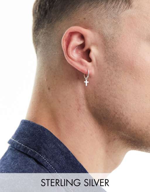 Mens stud hot sale cross earrings