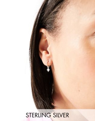 Kingsley Ryan sterling silver hoop with enamel crescent & star earrings | ASOS
