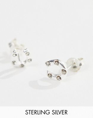 Kingsley Ryan Sterling Silver horseshoe stud earrings in silver
