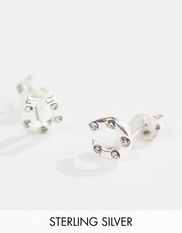 Kingsley Ryan - sterling silver horseshoe stud earrings in silver